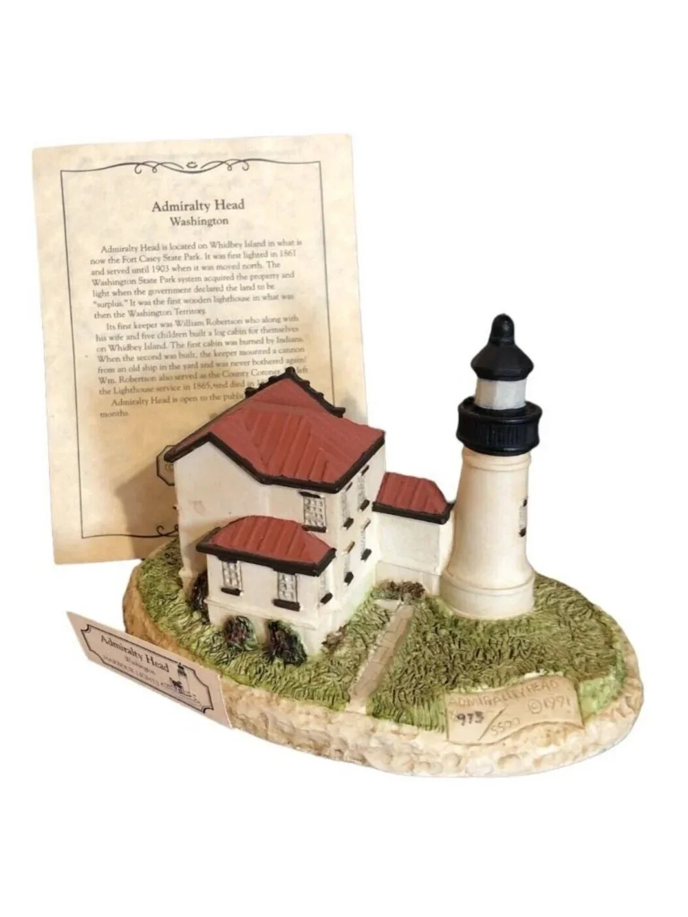 Harbour Lights Admiralty Head Washington HL 101 973/5500 1991 Made in Canada COA